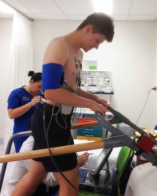 Connor on recovery treadmill for Heart Attack Rehabilitation